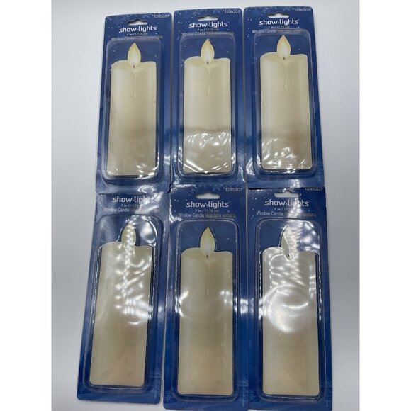 Show Lights 7" Candle Battery Stick On Window Off White Cream Color Lot of 6 - Picture 1 of 5